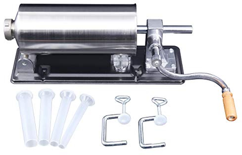 TRY-YEAN Sausage Stuffer, 4.8L Stainless Steel Manual Sausage Maker Kit Horizontal Filling Machine, Manual Meat Filling Machine for Kitchen Home Commercial Use