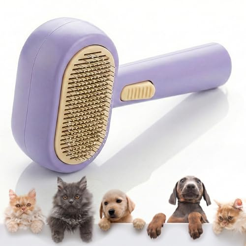 Spazzola per gatti e cani rimuovi peli con pulsante retrattile in abs ergonomica