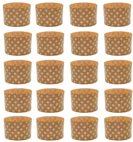 25 stycken gosig form för påskbröd, stor panettonpappersform 13 x H 8,9 cm | Pappersbrödformar påskbröd universellt lämplig för mikrovågsugnar och ugnar brun design