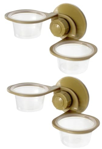 GLEAVI 2pcs Wall Mounted Reptile Feeding Bowls for Lizard | Golden Pp Abs Upper and Lower Basins, Hanging Design for Food and Water Use, Terrarium Bowl Set