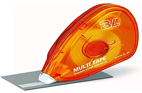 Djois Made by 3L 70772- Roller Ruban adhésif Double Face permanente, Rapide, Propre, précis et instantané, sans solvants, Multi-Tape- Bullet Journal, Agenda, Scrapbooking, 10mm x 9m