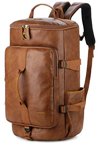 Baosha HB-26 3-Ways Herren Rucksäcke Handgepäck Schultertasche Convertible PU Leder Reisetasche Wanderrucksäcke Sporttasche Travel Duffel Bag Weekender Tasche (Braun)