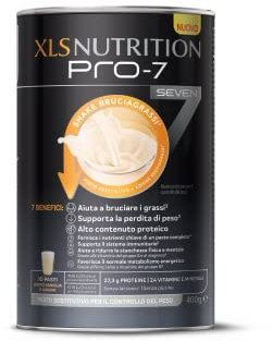 XLS Nutrition Pro-7 Pasto Sostitutivo per Controllo del Peso, Shake Bruciagrassi, 7 Benefici, 10 Pasti, Gusto Vaniglia e Agrumi, 400 g
