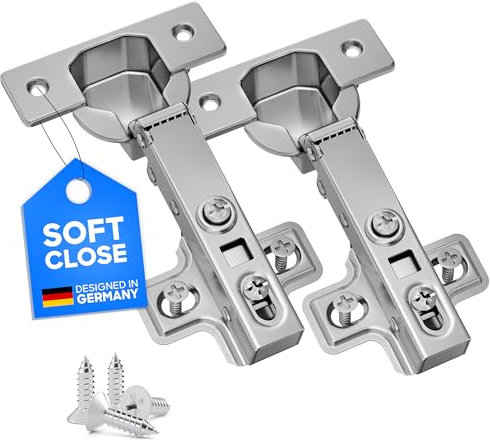 LIVING-TEC ® Scharnier mit Softclose in Standardgröße 2er Set | Türscharniere mit Gasdruckfeder | Schrankscharnier mit 105° Öffnungswinkel | Topfscharnier ø 35 mm (2 Stück/Eckanschlag)