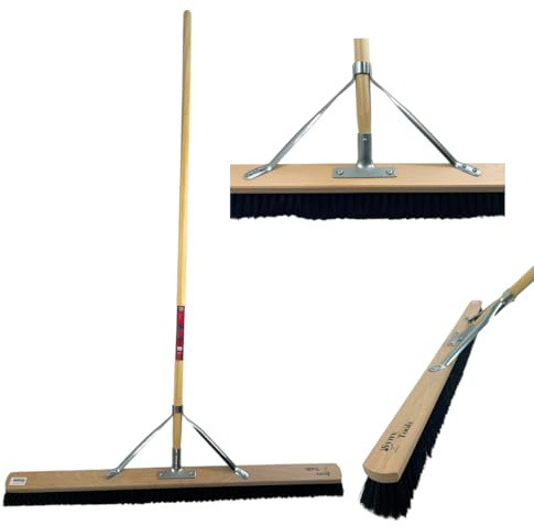 Synx Tools Frätesope 100 cm hästhår – mjuk sopborste – rumssope – sopborste – sopborste – sopborste inomhus – sopborste mjuk med stål 160 cm