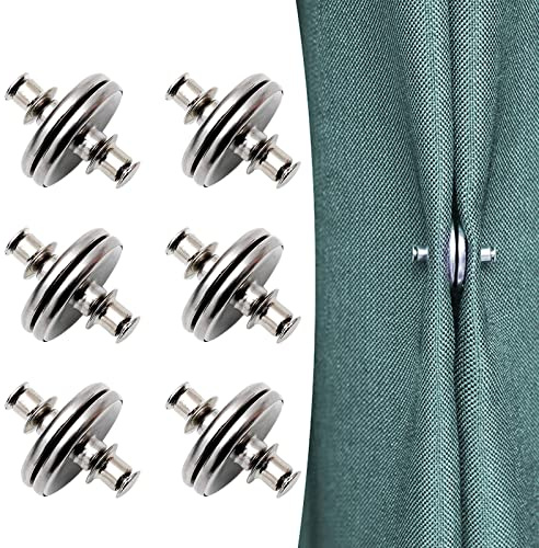 AWAVM 6 Pares de Imanes Redondos Metálicos, con Botones Magnéticos Fuertes, Botones Ocultos a Prueba de Fugas y Botones de Cortinas Magnéticas Invisibles sin Clavos (20 mm)
