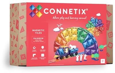 CONNETIX Magnetic Tiles Rainbow Mega Pack, 212 Pieces