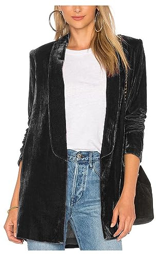 Blazer De Mujer Blazer Golden Velvet Blazers Retro Cardigan Suelto De Traje Sólido Sin Botones