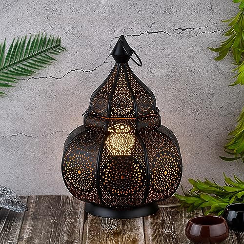 Lampe et lanterne Marrakech en métal de 30 cm - Lampe de table Lamisa comme décoration orientale (noir)
