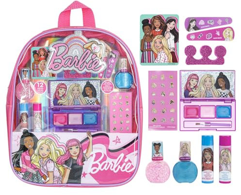 Barbie Make-up gefüllt Rucksack Set, einschließlich Lippenbalsam, Nagellack, Nagelfile, Haarbögen anderes Zubehör Alter 3+ für Partys Sleepovers Makeovers von Townley Girl