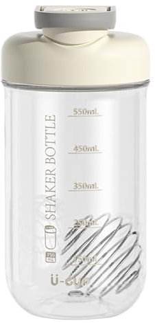 Greyoe Shaker Proteinas, Mezclador de Proteinas, Fitness para Hombres y Mujeres, Deportes, Alta Temperatura, Alto Valor, Proteína, Batidor, Taza Especial 590 ml, Negro (color blanco roto)