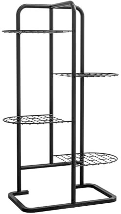 EMHELLE Blumenregal, 4 Etagen Metall Pflanzenregal, blumenregal indoor ecke, Blumenständer schwarz, Pflanzentreppe für Innen Garten, Balkon, Deko, Zimmerecke, Wohnzimmer, Balkon, Terrasse