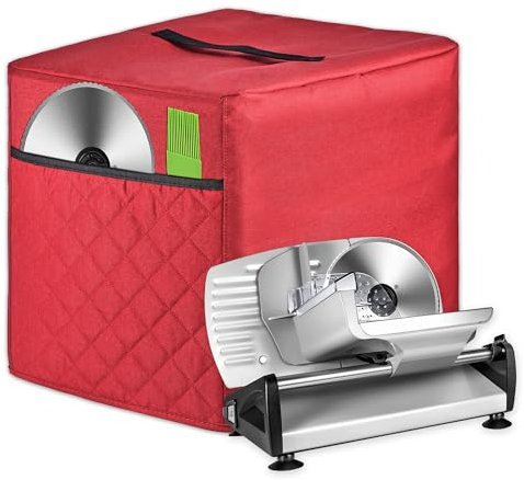 Zbeiur Meat Slicer Cover, Food Slicer Cover,With Organizer Bag for Accessories, such as Stainless steel blade, brush, etc., waterproof fabric, easy to clean. (Red)
