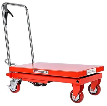 Manual Hydraulic Lift Platform Car Mobile Small Elevator Work Flat Cart,Holds Up To 770 Lbs,Lifting Range 11-35inches