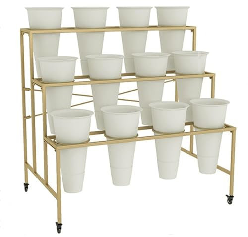 Présentoir à Fleurs avec seaux à Fleurs, Étagère Mobile pour Chariot à Plantes Étagère à conteneurs de Fleurs coupées, Présentoirs pour Plantes de Fleuriste Échelle d'étagère à Fleurs