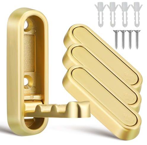 Alipis Lot de 4 Crochets Adhésifs Muraux Dorés – Patères Sans en Alliage de Zinc, Étanches et Antirouille, Porte-Serviettes Salle de Bain, Crochets Cuisine et Entrée, Décoration Murale Élégant·e