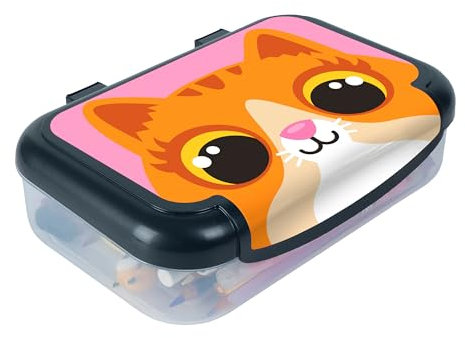 ZIPIT Federmäppchen aus recyceltem Kunststoff für Mädchen | Großes Mäppchen für die Schule | Kätzchen Etui für Kinder