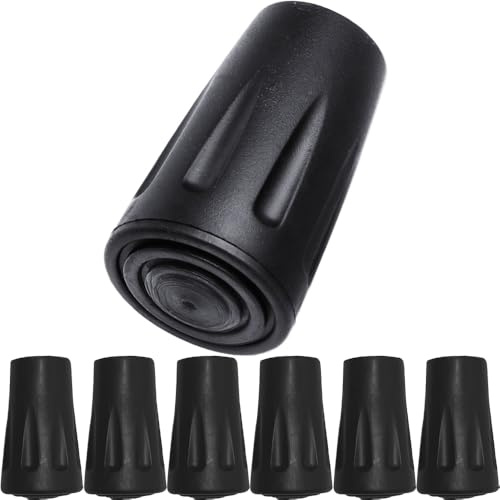Aieino 6-pack vandringsstav, gummispetsar, 11 mm, halkfria gångstavar, ändar, hylsor, fotskydd, käpp, buffertdyna, ersättningshattar för universell vandring, vandringspinnar (svart)