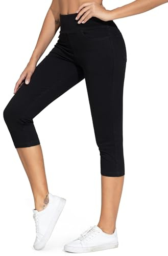 THE GYM PEOPLE Women's High Waist Capri Jeggings Stretchy Skinny Jeans | 4 Pockets, Tummy Control, Pull On, Moisture Wicking, Breathable, Fashion, Pilates, Yoga, Work, Comfortable For All-Day Wear