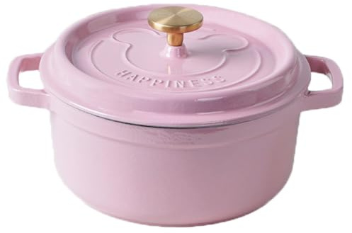 Olla Holandesa de Hierro Fundido Esmaltado de 3.7 L con Tapa, Resistente, Segura para Horno hasta 500°F, Olla de Cocina para Todas las Cocinas, Ideas para Lista de Bodas y Regalos,Rosado