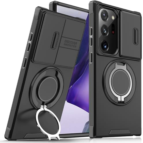 für Samsung Galaxy Note 20 Ultra Hülle Magnetisch, Note 20 Ultra Hülle mit Magnetisch Ring Ständer Kameraschutz Case Schutzhülle Handytasche Handyhülle für Samsung Note 20 Ultra 5G (Schwarz)