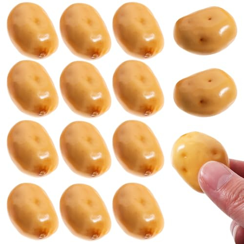 Veemoon Lot de 20 Pommes de Terre Artificielles Mini Taille en Écume, Forme Réaliste, Jaune, Légères, pour Jardin et Fête, Pomme de Terre A Planter