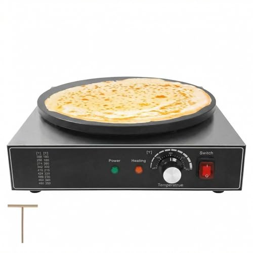 16 Inch Commercial Crepe Maker, Non-Stick Electric Crepe Machine with Precise Temp Control and Indicator Lights for Home and Restaurant,1750 w,110 v