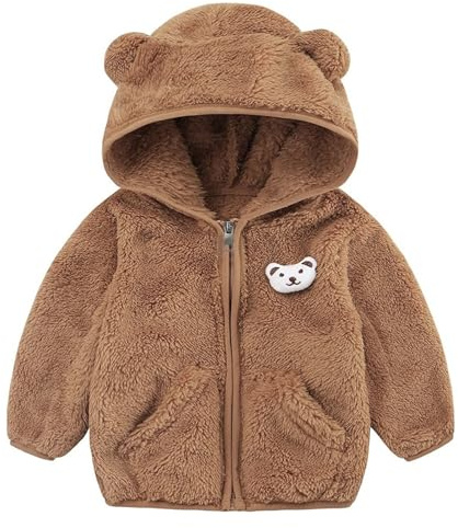 Générique Veste Polaire Bebe Garcon 0-24 Mois Hiver Chaud Manteau Bebe Fille Capuche Oreille deOurs Mignon Blousons Garçon Peluche Leger Doux Manteau Vetement Bebe Naissance
