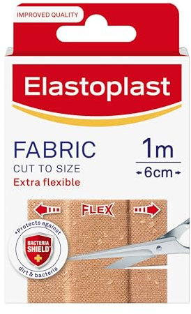 Elastoplast Nastro di fissaggio in tessuto (1 pezzo, 1 m x 6 cm) per tenere in posizione cerotti e medicazioni o sostenere lesioni, forte adesione, blocca il 99% dei batteri, marrone chiaro