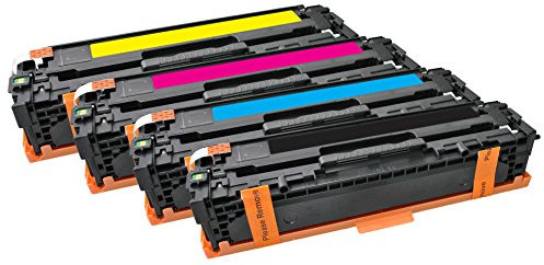 Freecolor CB540A/41A/42A/43A für HP Color LaserJet CP1215/CP1515, Rainbow Kit, Premium Toner, wiederaufbereitet 2200/1400 Seiten, bei 5% Deckung, schwarz