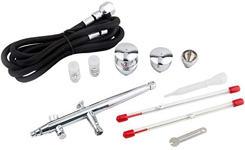 Fengda Airbrush Doppelaktion Pistole Airbrush-Set FE-186K mit vorderem Micro Air Einstellknopf und 3 verschiedenen Größen Tassen- und Düsengröße zum Malen, Kuchendekorieren, Tätowierung, Modellkunst