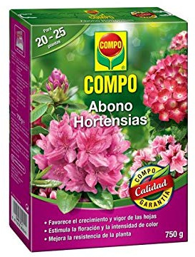 Compo Abono Hortensias 750 g - Fertilizante para Hortensias y Azaleas - Abono CE NPK (Mg-S) 14-7-17 (2-22,5) - 750 g - Compo