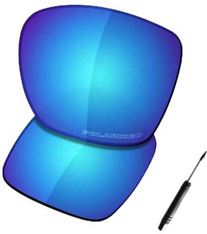SAUCER Lentes de repuesto premium, destornillador T4 y tornillo para gafas de sol Oakley TwoFace XL OO9350, Azul glaciar polarizado, Talla única