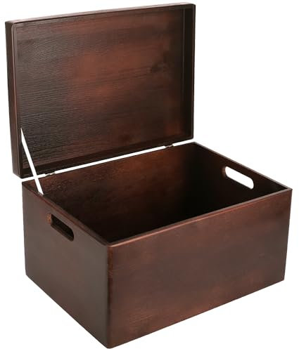 Creative Deco XXL Braun Große Holzkiste mit Deckel | 40x30x24 cm (+/-1cm) | Weihnachten Holztruhe Erinnerungsbox Baby Holzbox mit Deckel und Griffen Kasten | Für Dokumente, Wertsachen, Spielzeuge