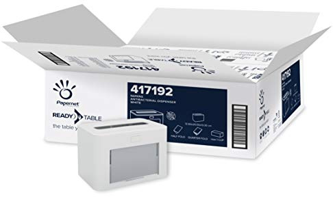 Papernet Ready Table - Dispenser for Interfolded Napkins with Ready Table Technology 417192, Recycled and Antibacterial Plastic, 6 Pieces Per Pack, Dimensions 12.6X13.3X20Cm, Max. Capacity 1 Clip