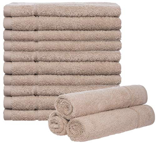 Brandsseller 10er Set Gästehandtuch 30 x 50 cm Gästetücher Frottier Handtuch mit Aufhänger Baumwolle 450 g/m² Bad Haushalt - Sand