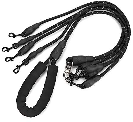 Atyhao Corde de Traction pour Animaux de Compagnie, Corde de Traction à 4 Voies résistante à l'usure pour Chien Corde en Laisse pour Animaux de Compagnie[Noir] Laisses