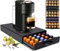 Coffee Pod Holder for NES-presso, 50-Capsule Coffee Pod Drawer Organizer for Dolce Gusto/NES-presso/Vertuoline Capsule, Coffee Machine Compatible Steel Storage Holder for Nespresso Original Pods