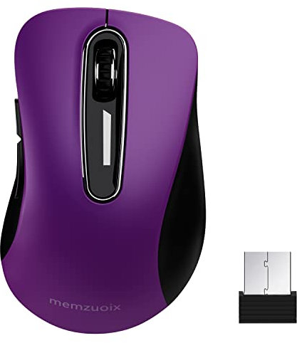 memzuoix 2.4G Wireless Mouse, 1400 DPI Mobile Optical Cordless with USB Receiver, Portable Computer Mice Wireless Mouse for Laptop, PC, Desktop, MacBook, 5 Buttons (Purple)