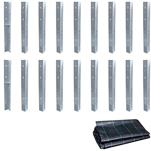 WICKEY SolidLock - Ancoraggio ad angolo per ancoraggio a terra, 50 x 4,5 x 4,5 cm, 18 pezzi, per torre da gioco, altalene, strutture per arrampicata + telo anti-erbacce 250 x 250 cm