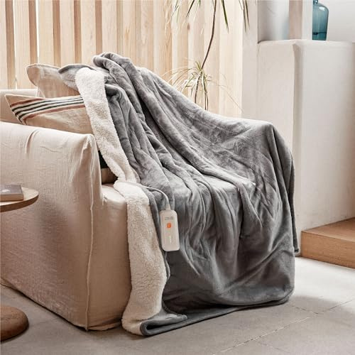 GOTCOZY Heated Blanket-Soft Plush Electric Blanket 50X60(Grey)