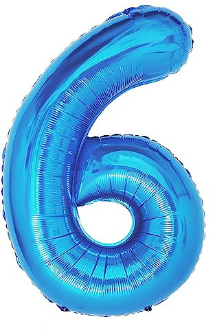 Ponmoo 40 Zoll Foil Luftballon Zahl 6 Blau (101cm), Aufblasbares Helium oder Luft, Riesige Folienballons Nummer 0-100, Große Ballons für Hochzeitstag und Geburtstagsparty Ballon Dekoration