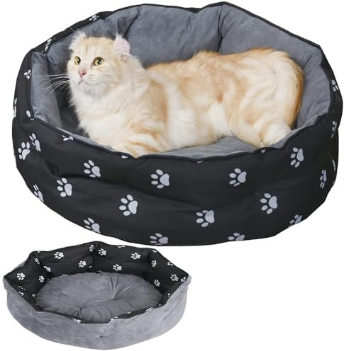 Mucola Katzenbett waschbar Katzenschlafplatz mit zweiseitigem Kissen Hundesofa Ø60cm Haustierbett für Katzen und kleine Hunde Hundekissen Katzenkörbchen mit rutschfestem und wasserabweisendem Boden