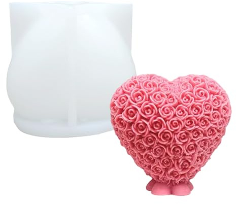 3D Rose Heart Shaped Candle Soap Silicone Mold Fondant Chocolate Candy Cake Decorating Mold Plaster Resin Polymer Clay Mould Wedding Valentine's Day Decor