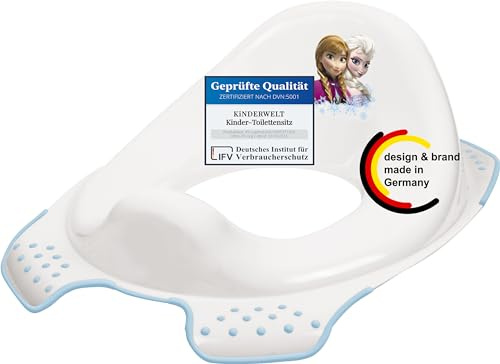 KiNDERWELT - Asiento de inodoro para niños y bebés, diseño de Disney Frozen blanco, maceta para niños pequeños a partir de 18 meses, lavable, antideslizante y libre de BPA
