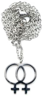 Miniblings Collana con simbolo femminile, 45 cm, ciondolo femminile, donna, Pride lesbian LGBTG+, gioiello originale alla moda, catena a maglie argento