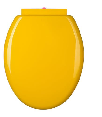 Brigtviee Colorato Sedile WC Copriwater Universale, Plastica Copri Water con Chiusura Ammortizzata Soft Close,Tavoletta WC Ideal Standard,Coperchio Bagno A Forma di O,36.5 * 46cm,Giallo