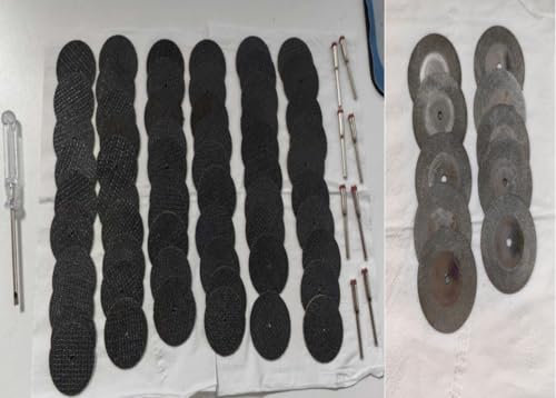 Juego de mini discos de corte para Dremel, 60 hojas de sierra y 10 hojas de sierra circular de esmeril con 8 mandriles de 3 mm, accesorios de herramientas rotativas, ruedas de corte para acero