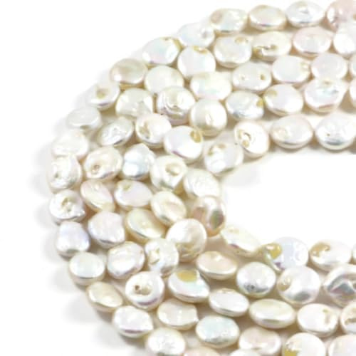 Perle d'acqua dolce coltivate naturali da 12-13 mm, filo bianco da 39,4 cm, per la creazione di gioielli, collane curative, braccialetti e design fatti a mano AqBeadsUk