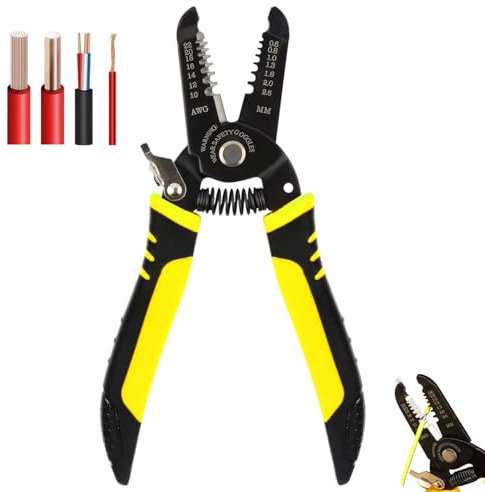 Wire Stripper, 10-22 Awg Multi Gauge Wire Strippers, 7 Precise Wire Strippers Electrical, No Damage to Core, with Safety Lock, 2 in 1 Cable Stripper for Cutting and Stripping Most Domestic Wiring